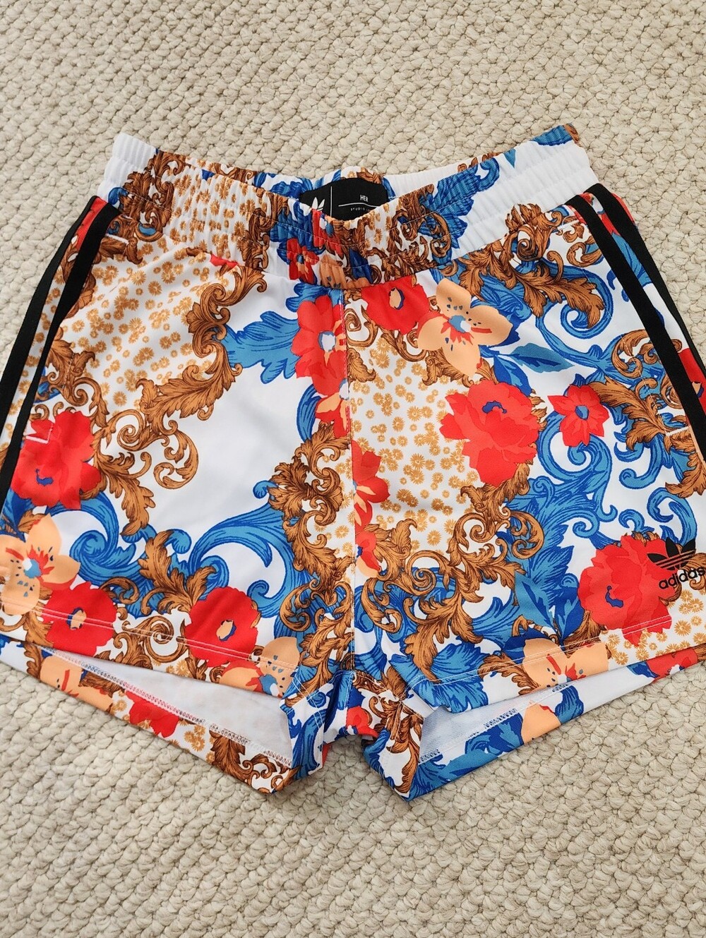 Adidas Her Studio London Floral Baroque Athletic Activewear Shorts Sz XS